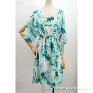 new women half sleeve square neck print dress